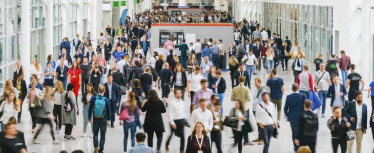 crowds of people at a convention center